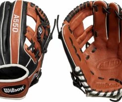 Wilson 11.5'' Youth A550 Series Glove For Unisex Black/brown