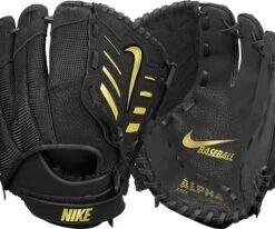 Nike 11.75" Youth Alpha Edge Series Glove 2020 For Unisex Black/black/metallic Gold