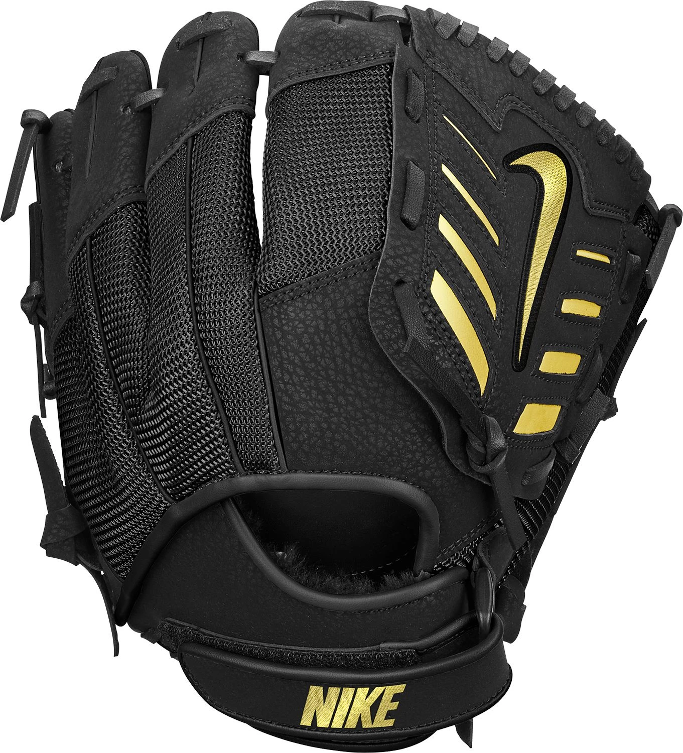 Nike 11.75" Youth Alpha Edge Series Glove 2020 For Unisex Black/black/metallic Gold - Image 2