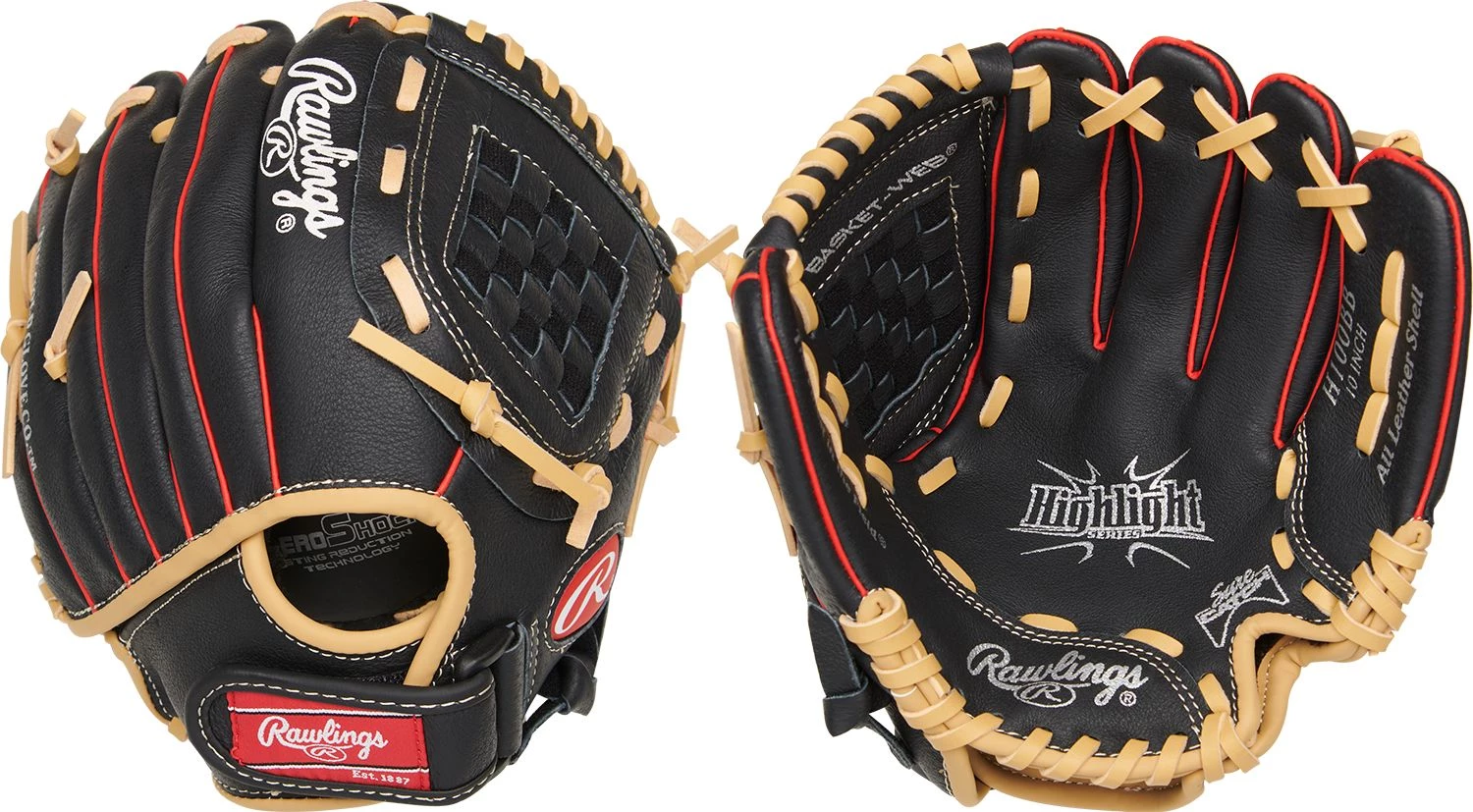 Rawlings 10'' Tee Ball Highlight Series Glove For Unisex Black