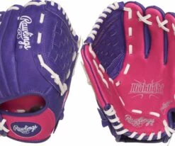 Rawlings 10'' Girls' Highlight Series T-Ball Glove For Unisex Purple/pink